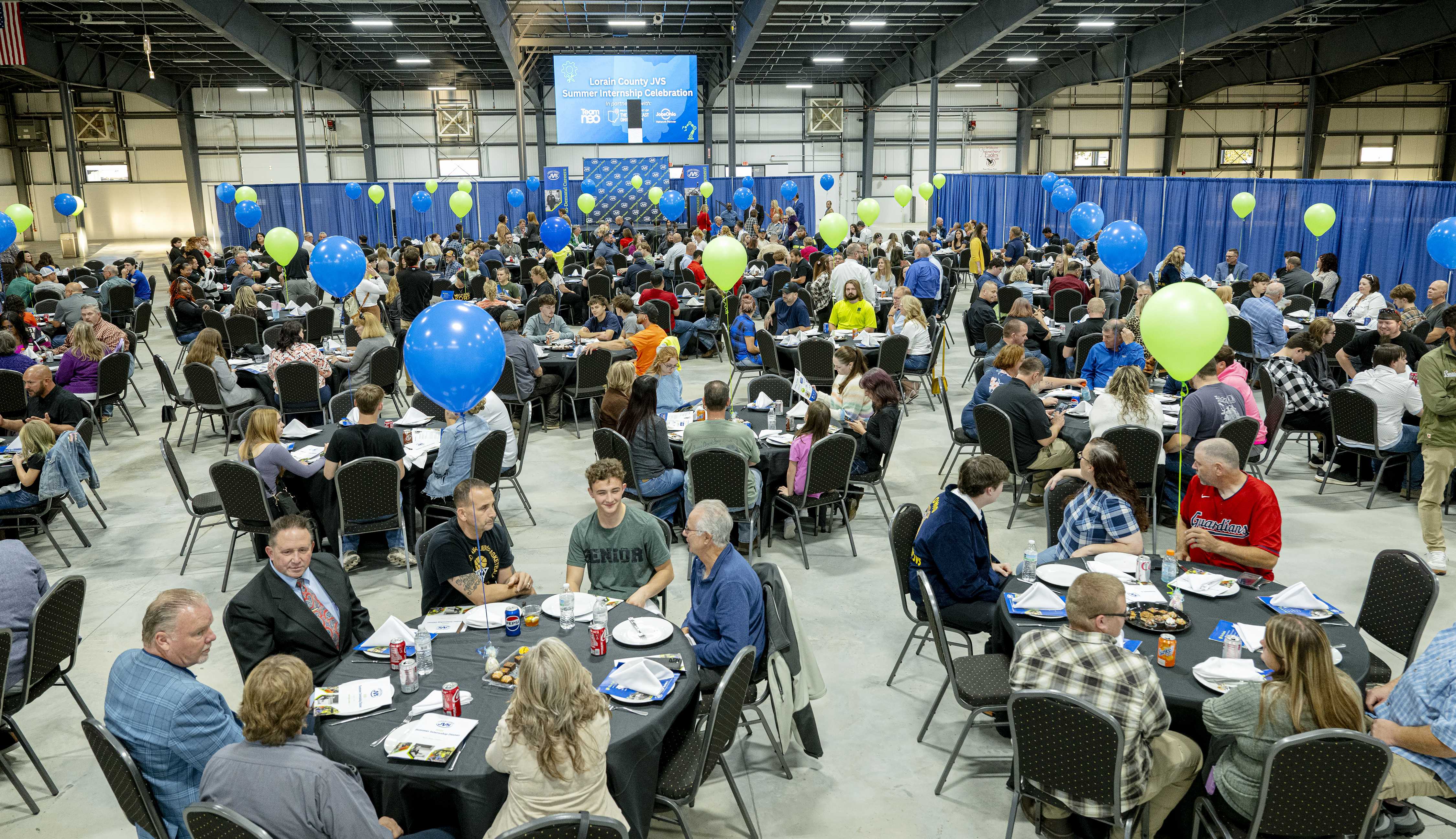 Overhead shot of event people at tables